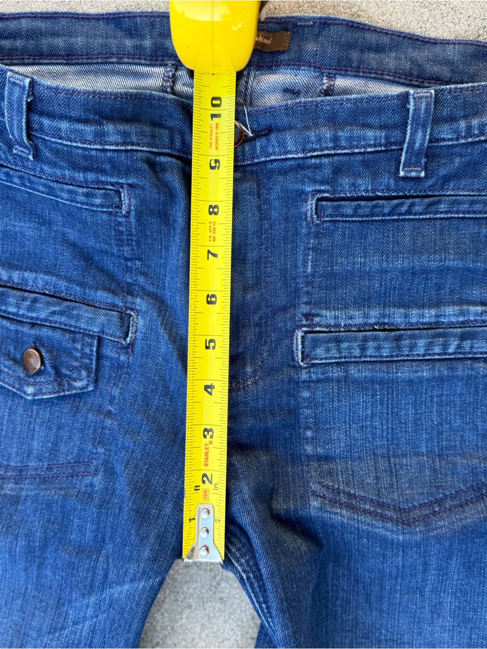 7 For All Mankind 7FAM Georgia High Waist Flare Jeans 30 Patch Pocket Dark Wash - Picture 5 of 8